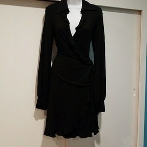Black Ruffle Wrap Dress - Made in Italy